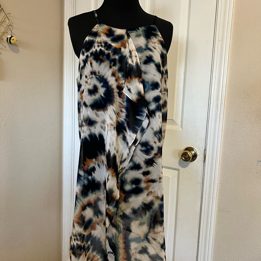 BCBGeneration Navy and Tan Halter Dress